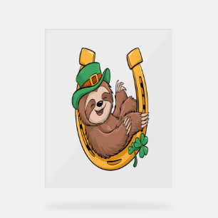 St Patrick's Day Sloth Horseshoe Lucky Acrylschild