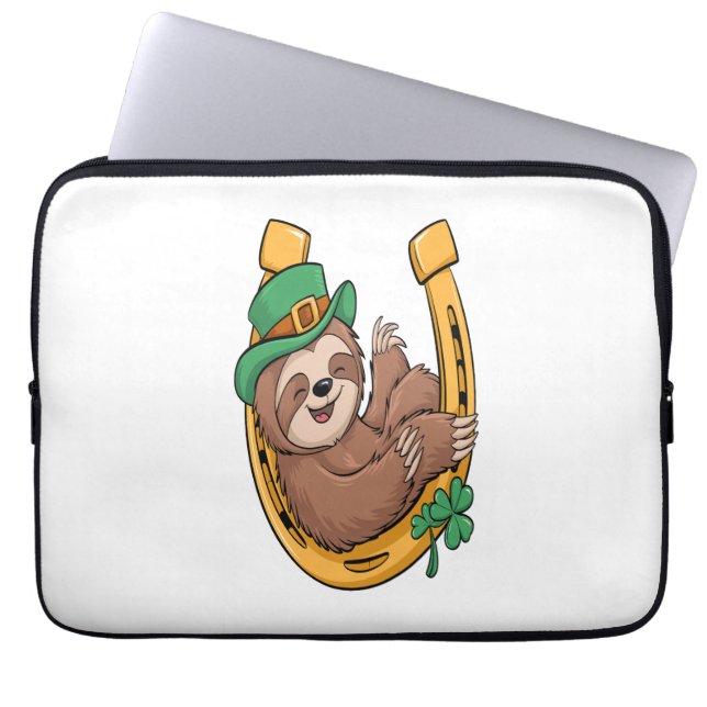 St Patrick's Day Sloth Horseshoe Lucky Laptopschutzhülle (Vorderseite)