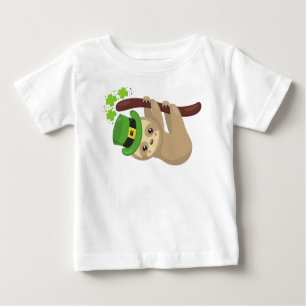 St. Patrick's Day Sloth, Leprechaun Hat, Clovers Baby T-shirt