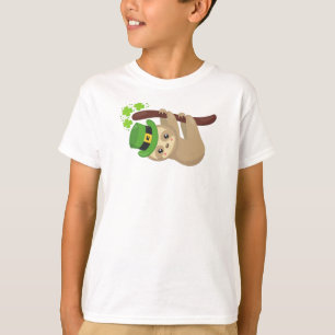 St. Patrick's Day Sloth, Leprechaun Hat, Clovers T-Shirt