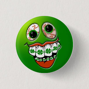 St. Patrick's Day Spaß Joke Funny Face Green Button