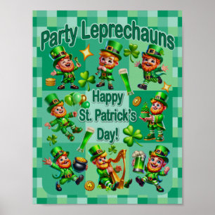 St. Patrick's Day Spaß Niedliche "Party-Leprechaun Poster