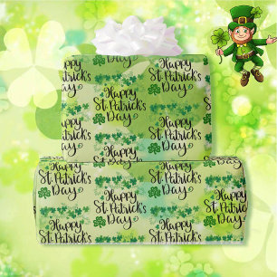 St. Patrick's Day Spring Green Clover Geschenkpapier
