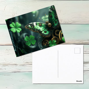 St. Patricks Day Steampunk Butterfly Feiertagspostkarte