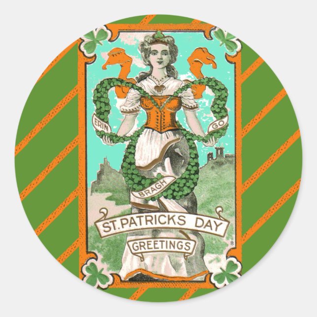 St. Patrick's Day Stickers mit Irish Lass (Vorderseite)