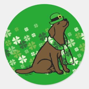 St. Patrick's Day Stilvolle Schokolade Labrador Runder Aufkleber
