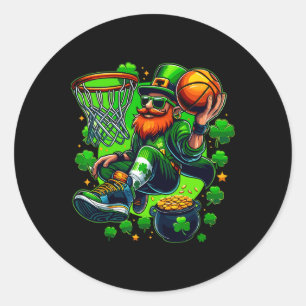 St Patricks Day stilvoller tauchender Leprechaun-S Runder Aufkleber