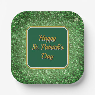 St. Patrick's Day strahlt grünes Glitzer Pappteller