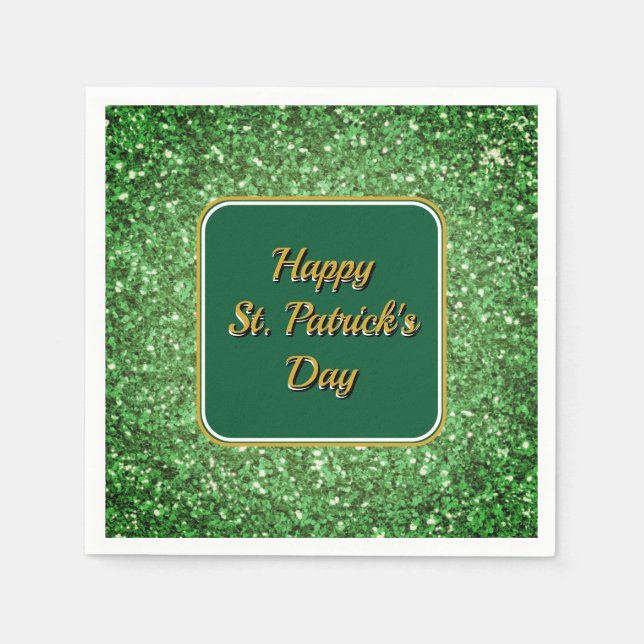 St. Patrick's Day strahlt grünes Glitzer Serviette (Vorderseite)