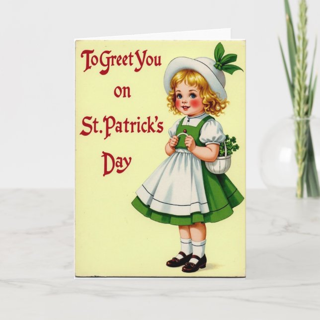 St. Patricks Day Süße Mädchenkarte Karte (Vorderseite)
