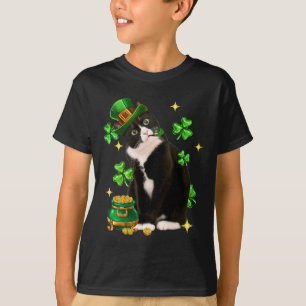 St. Patricks Day Süße Smoking-Katze Shamrock Irisc T-Shirt