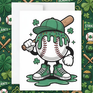 St. Patrick's Day süßes Baseball-Maskottchen Feiertagskarte