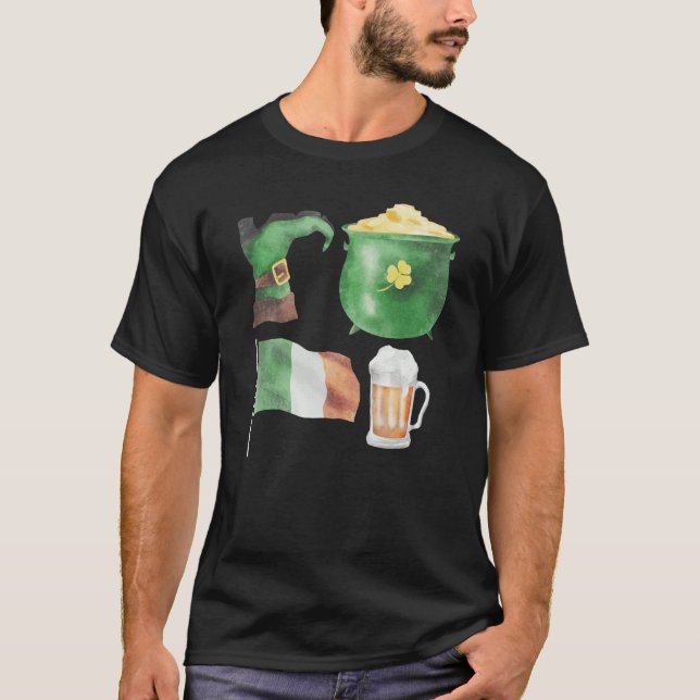St Patrick's Day Symbols Fun Graphic T-Shirt (Vorderseite)