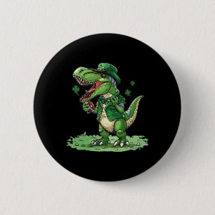 St Patricks Day T Rex Amerikanischer Fuß Dinosauri Button