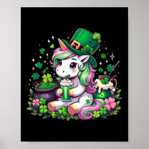 St. Patrick's Day T-Shirts Irisches Einhorn Mädche Poster