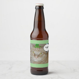 St. Patrick's Day Tabby Cat Bierflaschenetikett