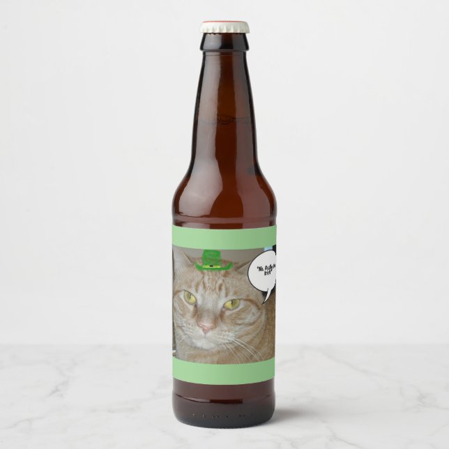 St. Patrick's Day Tabby Cat Bierflaschenetikett (Vorderseite)