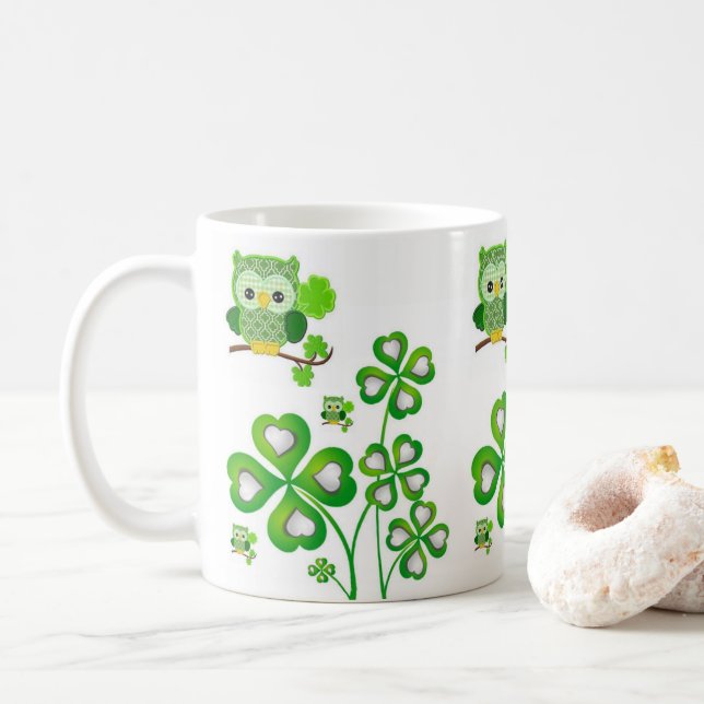 St. Patrick's Day Tasse Owl (Mit Donut)
