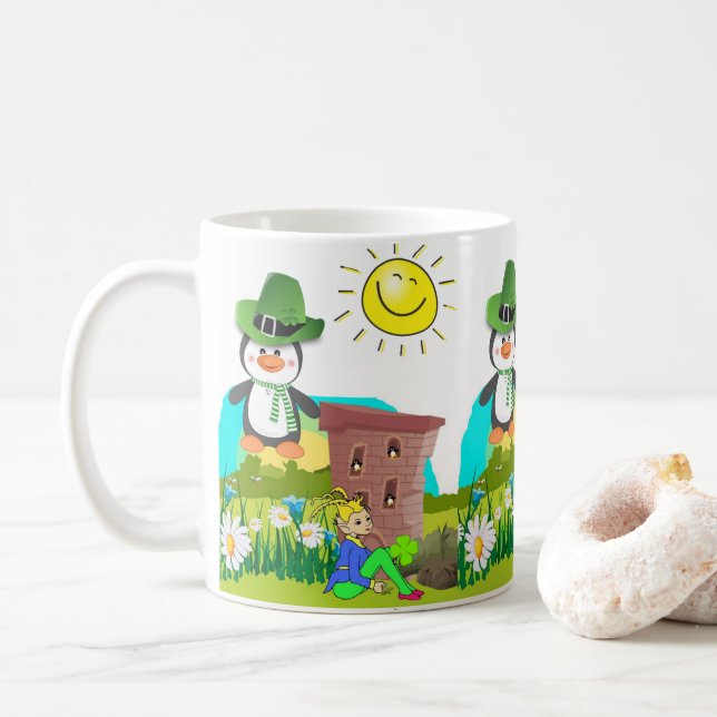 St. Patrick's Day Tasse Pinguin (Mit Donut)