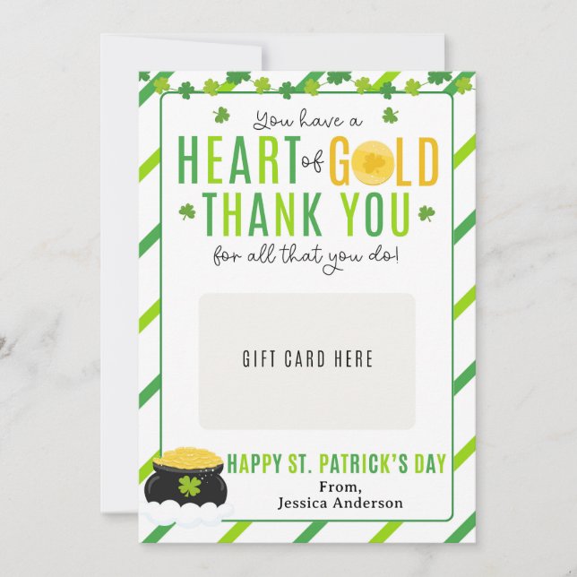 St. Patrick's Day Teacher Appreciation Gift Card Einladung (Vorderseite)