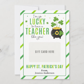 St. Patrick's Day Teacher Appreciation Gift Card Einladung