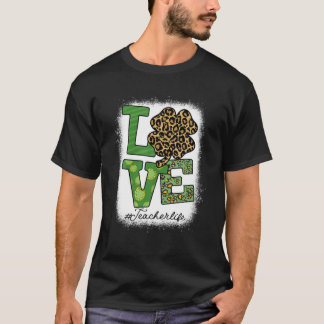 St Patricks Day Teacher Leopard Kleeblatt Liebe Bl T-Shirt