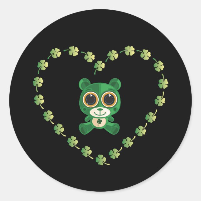 St. Patrick's Day Teddy Bear Runder Aufkleber (Vorderseite)