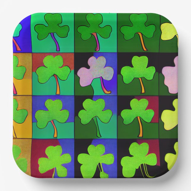 St. Patrick's Day Teller mit Kleeblättern (Vorderseite)