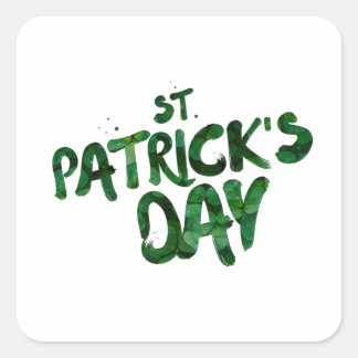 St Patrick's Day Text mit grünen Buchstaben Quadratischer Aufkleber