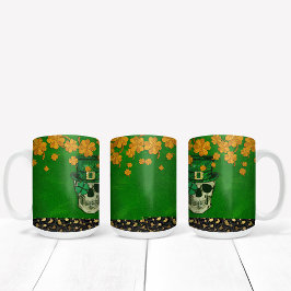 St. Patrick's Day Theme with Skull and Kleeblatt Zweifarbige Tasse