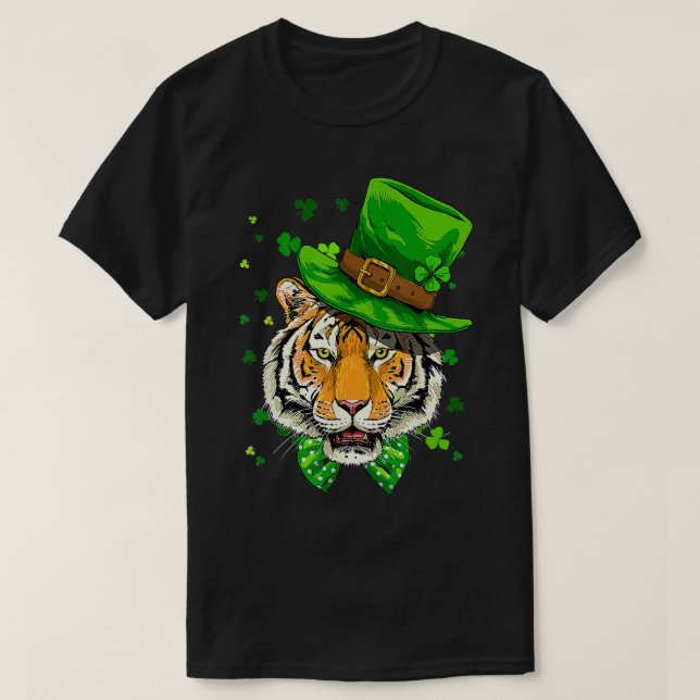 St Patricks Day Tiger Kleeblatt Tiger Lover Irish T-Shirt (Design vorne)