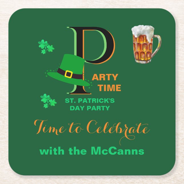 St. Patrick's Day Time to Celebrate    Rechteckiger Pappuntersetzer (Vorderseite)