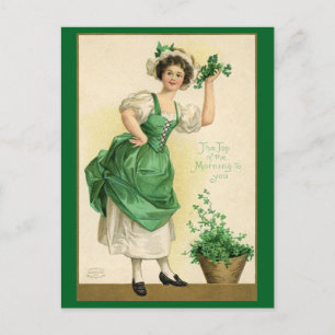 St. Patrick's Day Top of The Morning Vintage Postkarte