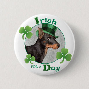St Patrick's Day Toy Manchester Terrier Button