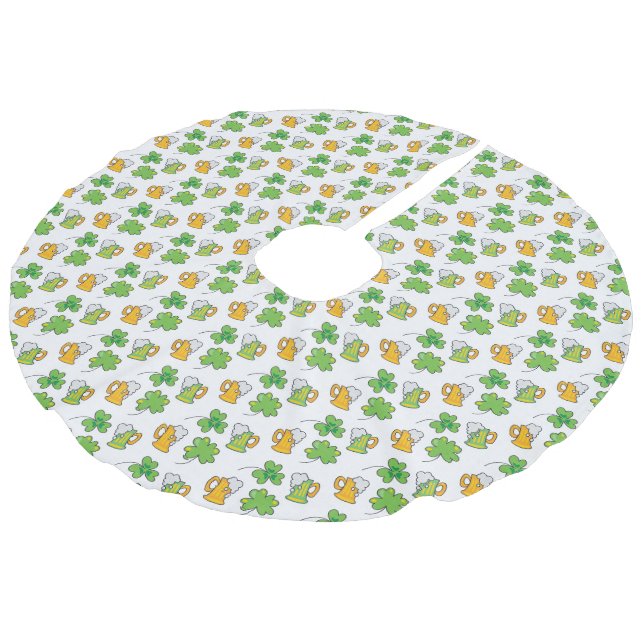 St. Patrick's Day Tree Skirt Leinenimitat Weihnachtsbaumdecke (Schrägansicht)