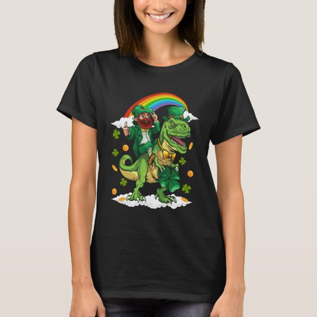 St Patricks Day Trex Dino Leprechaun Rex Dinosaur  T-Shirt (Vorderseite)