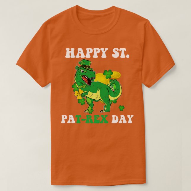 St Patricks Day Trex Dinosaur Kleeblatt Irish T-Shirt (Design vorne)