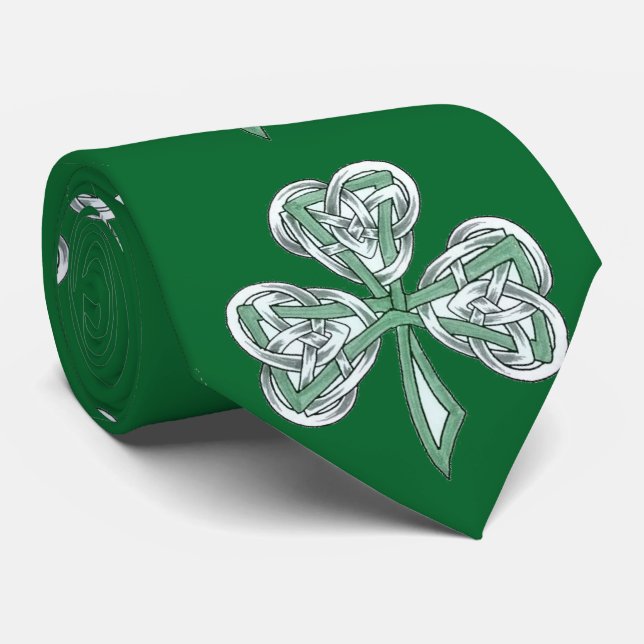 St. Patrick's Day Trinity Knot Kleeblatt Krawatte (Gerollt)
