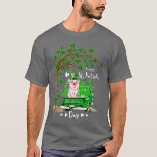 St Patricks Day Truck Pig Familienschiff Kleeblatt T-Shirt