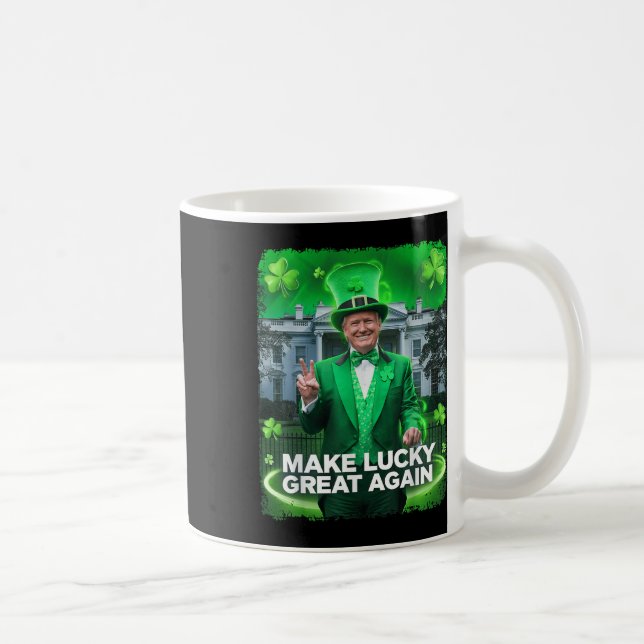 St Patricks Day Trump Leprechaun Hat Lucky machen Kaffeetasse (Rechts)