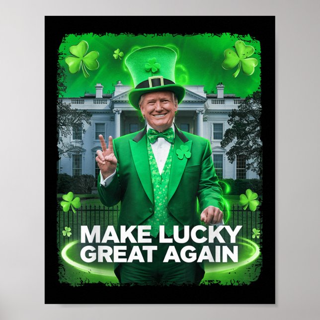St Patricks Day Trump Leprechaun Hat Lucky machen Poster (Vorne)