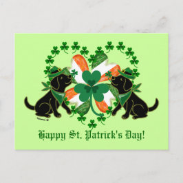 St. Patrick's Day Two Black Labradors Postkarte