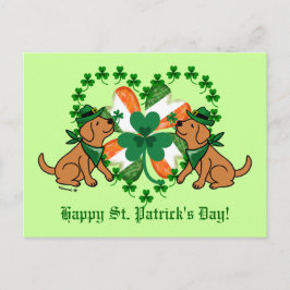 St. Patrick's Day Two Fox Red Labradors Postkarte