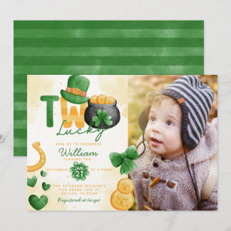 St Patricks Day TWO Zum Glück 2. Geburtstag Einlad Einladung
