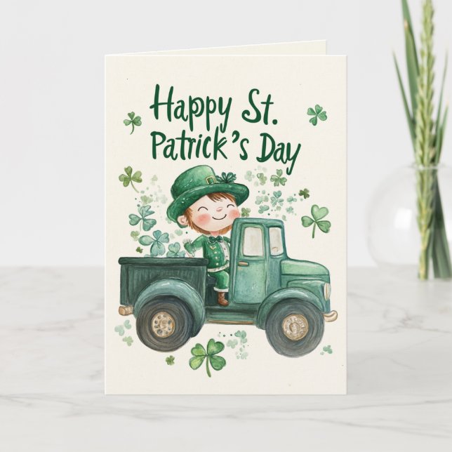 St. Patrick's Day und Happy Little Leprechaun Karte (Vorderseite)