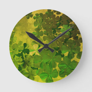 St. Patrick's Day und Viel Glück , vierblättrige Runde Wanduhr