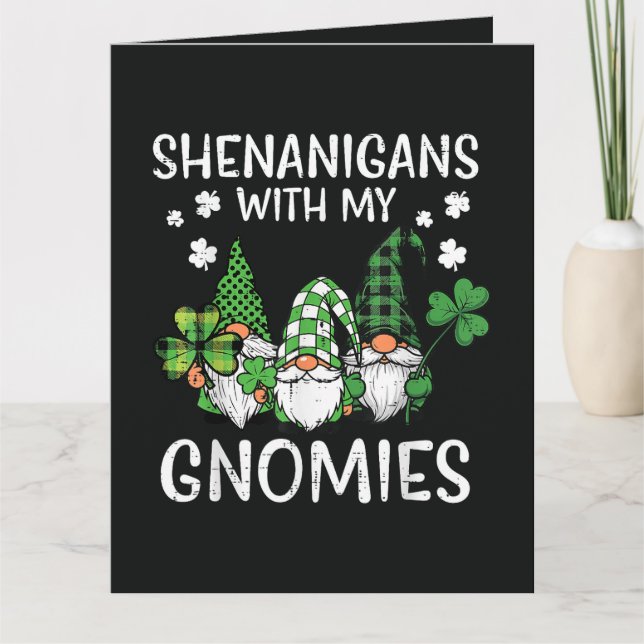 St. Patrick's Day Unfug mit Gnomies Gnom Dankeskarte (Vorderseite)