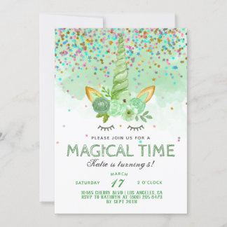 St. Patrick's Day Unicorn Geburtstag Einladung