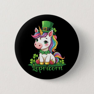 St Patricks Day Unicorn Niedliches St. Pattys Girl Button