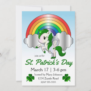 St. Patrick's Day Unicorn Pegasus Einladung